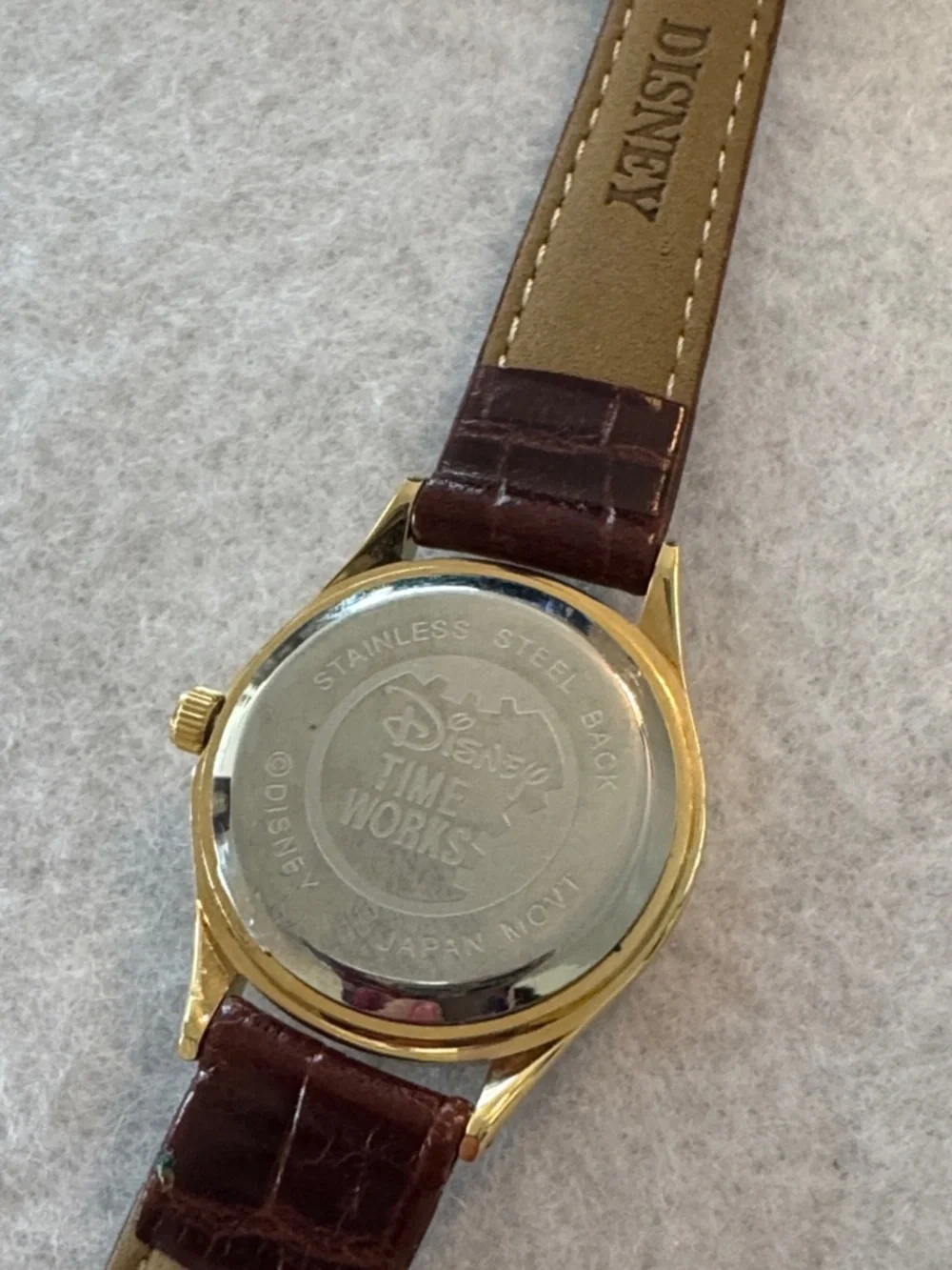 Disney Brown Leather Strap Gold-Tone Mickey Mouse The Sorcerer Wristwatch - Picture 5 of 5
